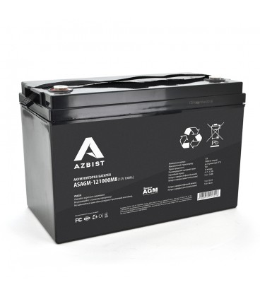 Акумулятор AZBIST Super AGM ASAGM-121000M8, Black Case, 12V 100.0Ah ( 329 x 172 x 215 ) Q1/36