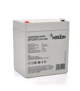 Акумуляторна батарея MERLION AGM GP1245F1, 12V 4.5Ah ( 90 х 70 х 100 (105) ), 1.4 kg, Grey, Q10