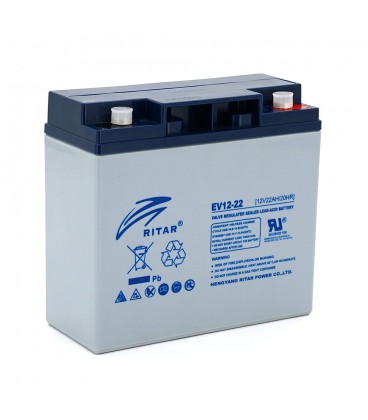 Тяговый аккумулятор RITAR EV12-22,12V 22Ah, M5 ( 181 х 77 х 170 ),6,0kg Q4