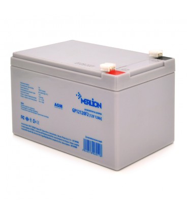 Акумуляторна батарея MERLION AGM GP12120F2 12 V 12 Ah ( 150 x 98 x  95 (100) ), 3.4 kg, Grey, Q6/252