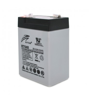 Акумуляторна батарея AGM RITAR RT640, Black Case, 6V 4Ah  ( 70х47х99 (107) ) Q20