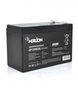 Акумуляторна батарея MERLION AGM GP1290F2B 12 V 9 Ah (150 x 65 x 95 (100)) Black Q10/480