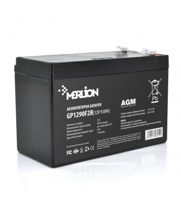 Акумуляторна батарея MERLION AGM GP1290F2B 12 V 9 Ah (150 x 65 x 95 (100)) Black Q10/480