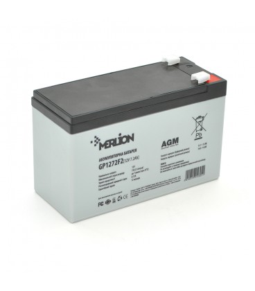 Акумуляторна батарея MERLION AGM GP1272F2 12 V 7,2 Ah (150 x 65 x 95 (100)) 2,0 кг Black/White Q10