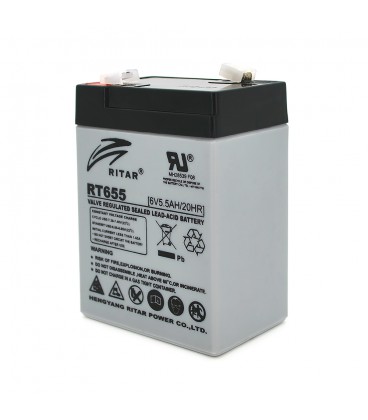 Акумуляторна батарея AGM RITAR RT655, Gray Case, 6V 5.5Ah (70х47х99 (105)) Q20