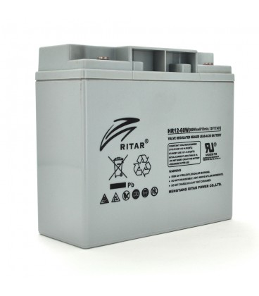 Акумуляторна батарея AGM RITAR HR12-60W, Gray Case, 12V 17.0Ah ( 181 х 77 х 167 (167 ) 4.80 kg Q4