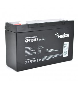 Акумуляторна батарея MERLION AGM GP6100F2 6 V 10Ah ( 150 x 50 x 95 (100) ) Q10/540