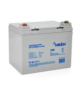 Акумуляторна батарея MERLION AGM GP12330M6 12 V 33 Ah ( 195 x 130 x 155 (165) ) 9.8 kg White Q1