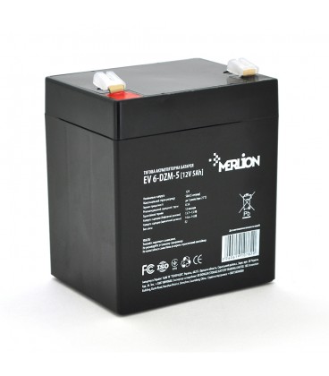 Тяговая аккумуляторная батарея Merlion EV 6-DZM-5, 12V 5Ah F2 (90*70*101),1.5 kg Q10
