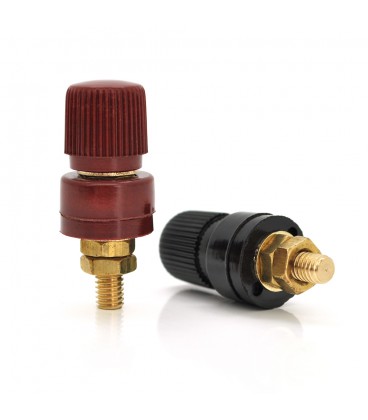 Мідна гвинтова клема 10mm чорна + червона продаються парою