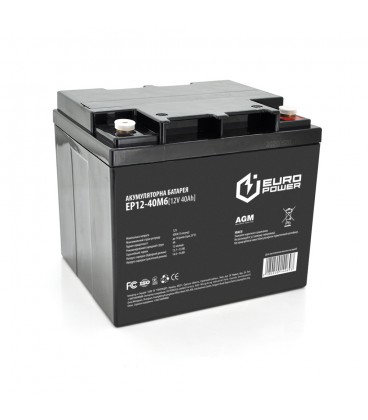 Акумуляторна батарея EUROPOWER AGM EP12-40M6 12 V 40Ah (196 x 165 x 173) Black Q1/96