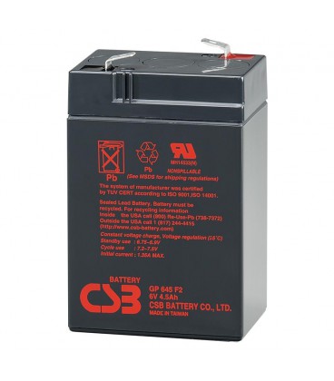 Акумуляторна батарея CSB GP645, 6V 4.5Ah Q20
