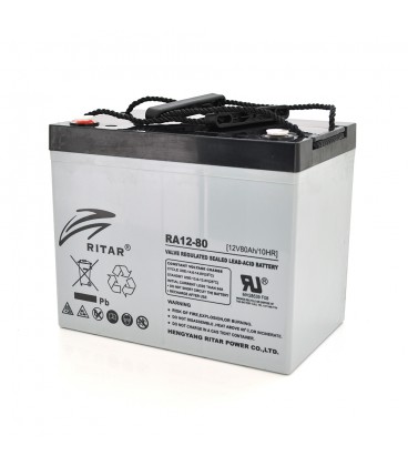 Акумуляторна батарея AGM RITAR RA12-80, Gray Case, 12V 80.0Ah ( 350 x 167 x 182 ) Q1