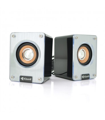 Колонки 2.0 Kisonli K500, для ПК і ноутбука, USB + 3.5mm, 2x3W, 20Hz- 20KHz, Black, BOX, Q50
