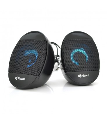 Колонки 2.0 Kisonli L-7070 для ПК и ноутбука, USB + 3.5mm, 2x3W, 20Hz- 20KHz, Black, BOX, Q50