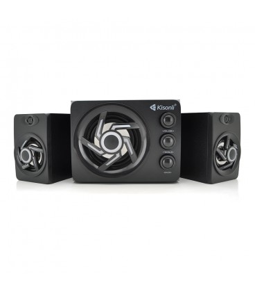 Колонки 2.1 Kisonli TM-8000A, для ПК і ноутбука, живлення 220V + jack 3.5mm, 5W+2x3W, 20Hz- 20KHz, з сабвуфером, bluetooth, Blac