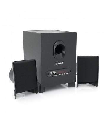 Колонки Kisonli TM-6000U, 5W+2x3W, USB/TF/BT/FM/AUX/LED light, с сабвуфером, DC: 5V, Black, BOX, Q8