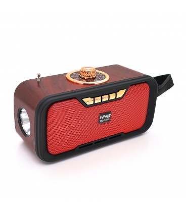 Радіо з ліхтариком NS-S270-S, FM/AM/SW радіо+Solar, Входи: TFcard, USB, Wireless speaker, Bluetooth, Red, Box