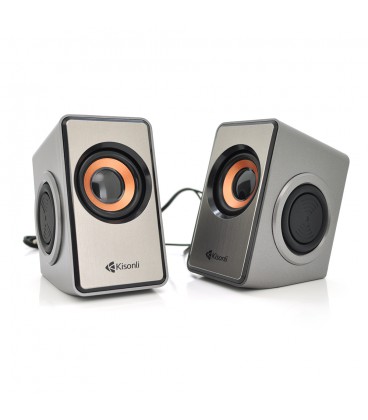 Колонки 2.0 Kisonli T-007 для ПК и ноутбука, USB + 3.5mm, 2x3W, 20Hz- 20KHz, Gray, BOX, Q40