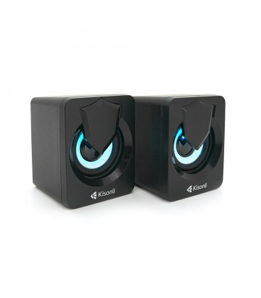 Колонки 2.0 Kisonli L-1030 для ПК та ноутбука, USB + 3.5mm, 2x3W, 20Hz-20KHz, 20X11X13mm, black