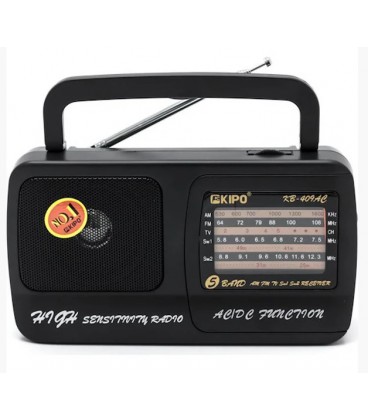 Радіоприймач KIPO KB-408, FM радіо, AUX, корпус пластмас, Black, BOX