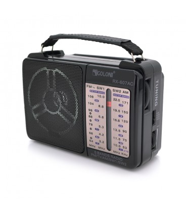 Радіоприймач GOLON RX-607, LED, 2x3W, FM радіо, корпус пластмас, Black, BOX