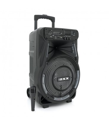 Потужна акустична система з підсвічуванням ZXX-7373, 400W, Дротовий мікрофон, вбудований акум 12В 7А, живлення 220в, Black, Box