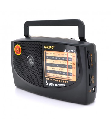 Радіоприймач KIPO KB-308, FM радіо, AUX, корпус пластмас, Black, BOX