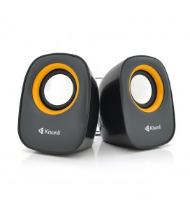 Колонки 2.0 Kisonli V360 для ПК и ноутбука, USB + 3.5mm, 2x1.5W, 20Hz- 20KHz, Orange, BOX, Q50