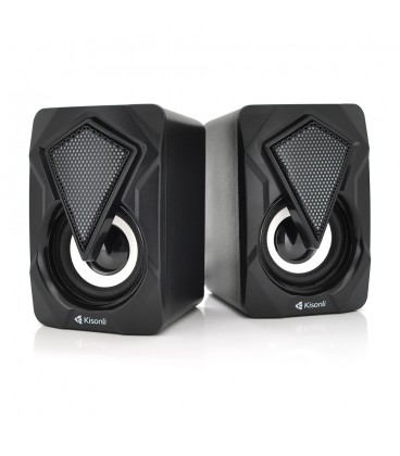 Колонки 2.0 Kisonli L-9090 для ПК і ноутбука, USB + 3.5mm, 2x3W, 20Hz- 20KHz, з вбудованим підсилювачем, Black, BOX, Q60
