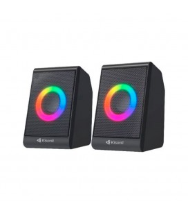 Колонки 2.0 Kisonli X12 для ПК и ноутбука, USB + 3.5mm, 2x3W, 20Hz- 20KHz, DC: 5V, RGB light, Black, BOX, Q50