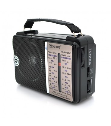 Радіоприймач GOLON RX-606AC, LED, 2x3W, FM радіо, корпус пластмас, Black, BOX
