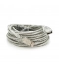 Подовжувач USB 2.0 AM/AF, 10.0m, 2 ферити, прозорий білий Q70