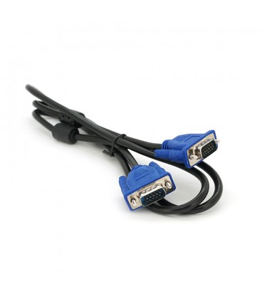 Кабель Merlion VGA 3 + 2 1.5m, male to male (тато-тато), 2 ферита, чорно-синій, пакет Q250