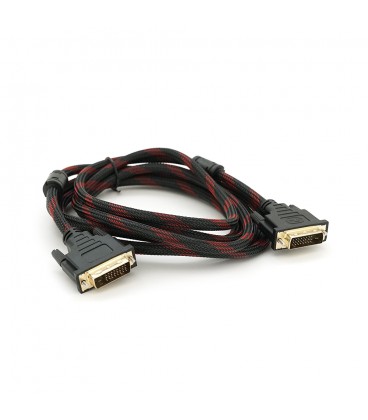 Кабель Merlion Dvi-Dvi 3.0m, 2 ФЕРИТ, обплетення, Black / Red, 24 / 24pin, (Пакет) Q100