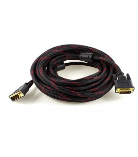 Кабель Merlion Dvi-Dvi 5.0m, 2 ФЕРИТ, обплетена, Black / Red, 24 / 24pin, (Пакет), Q80