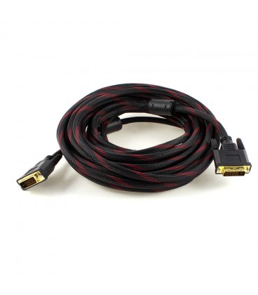 Кабель Merlion Dvi-Dvi 5.0m, 2 ФЕРИТ, обплетена, Black / Red, 24 / 24pin, (Пакет), Q80