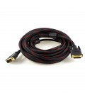 Кабель Merlion Dvi-Dvi 5.0m, 2 ФЕРИТ, обплетена, Black / Red, 24 / 24pin, (Пакет), Q80