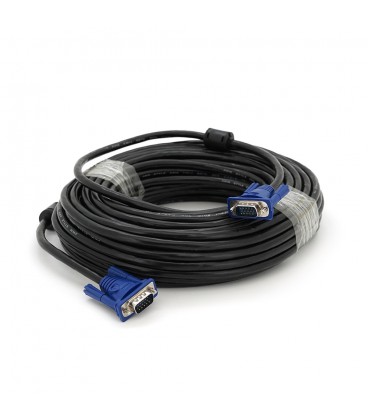 Кабель Merlion VGA 25m, male to male (тато-тато), 2 фериту, чорно-синій, кульок