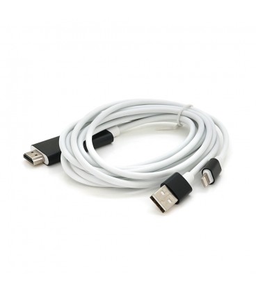 Конвертер MHL Lighting (тато) + USB (тато)  HDMI(тато) 1.8м, White, 4K/2K, BOX