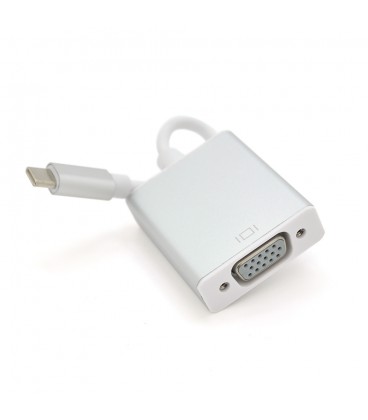 Конвертер Type-C (тато) на VGA (мама) 10cm, Silver, 4K / 2K Пакет