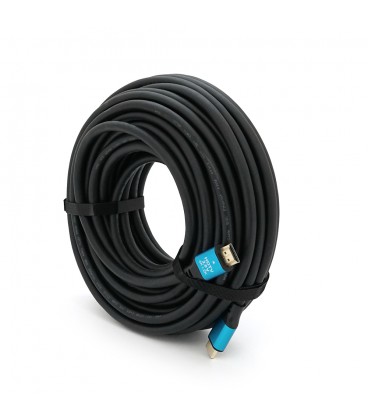Кабель Merlion HDMI-HDMI 4Kx2K Ultra HD, 20.0m, v2,0, круглий Black, коннектор Blue, Blister-box, Q10