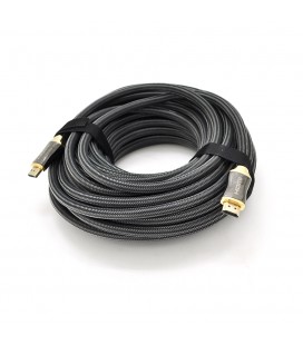 Кабель VEGGIEG HX-20 HDMI-HDMI 2K * 4K, 20.0m, v2,0, OD-9.5mm, круглый, оплетка, Black, коннектор Black-Gold, Box