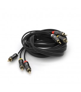 Кабель VEGGIEG AV303 Audio-Video 3хRCA (тато)  3хRCA (тато), GOLD connector,  круглий, Black, 3,0 м, Пакет