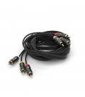 Кабель VEGGIEG AV303 Audio-Video 3хRCA (тато)  3хRCA (тато), GOLD connector,  круглий, Black, 3,0 м, Пакет