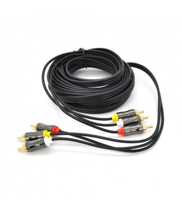 Кабель VEGGIEG AV304 Audio-Video 3хRCA (тато)  3хRCA (тато), GOLD connector,  круглий, Black, 5,0 м, Пакет