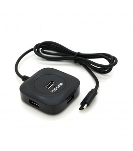 Хаб VEGGIEG V-C240 Type-C, 4 порта USB 2.0, 20 см, Black, Box