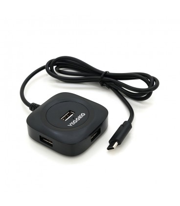 Хаб VEGGIEG V-C240 Type-C, 4 порта USB 2.0, 20 см, Black, Box