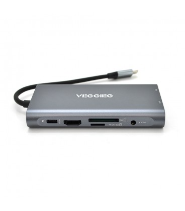 Хаб-конвертор VEGGIEG TC10-U Type-C (тато) на Type-C (мама) + USB3.0 * 3 (мама) + HDMI (мама) + VGA (мама) + SD / TF + RJ45, 10 