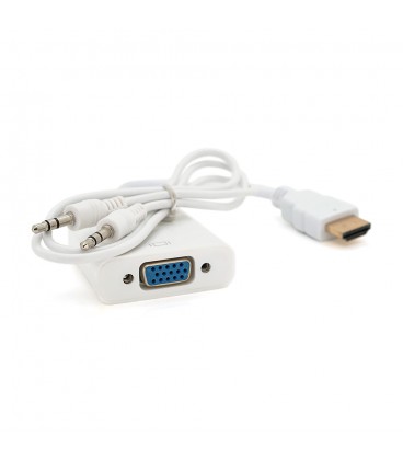 Конвертер HDMI (тато) на VGA(мама) 10cm, White, 4K/2K, Пакет + AUDIO Q250